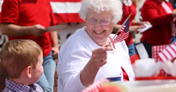 Grandmother celebrating 4th of July